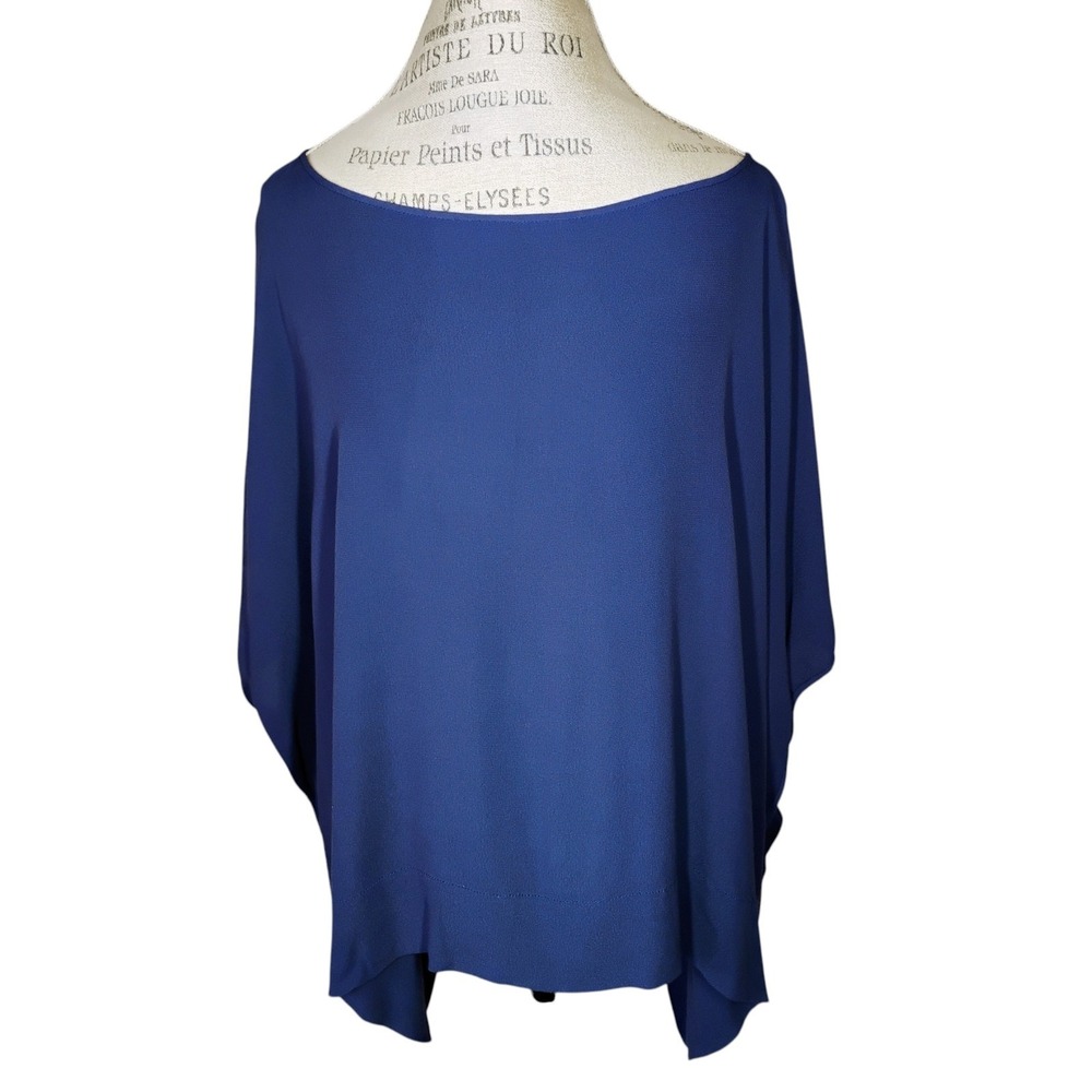 Diane Von Furstenberg New Hanky Top Womens M/L Blue Oversized Dolman Relaxed Fit